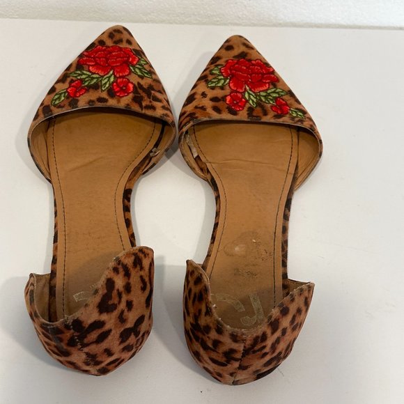 RePort Sycamore Flats Animal Print Floral Embroidered Pointed Toe Womens Size 10 - Picture 6 of 8